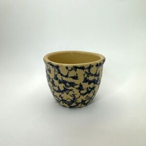 Vintage Roseville Ohio  RRP Co‎ Blue Spongeware 10 oz Kitchen Crock